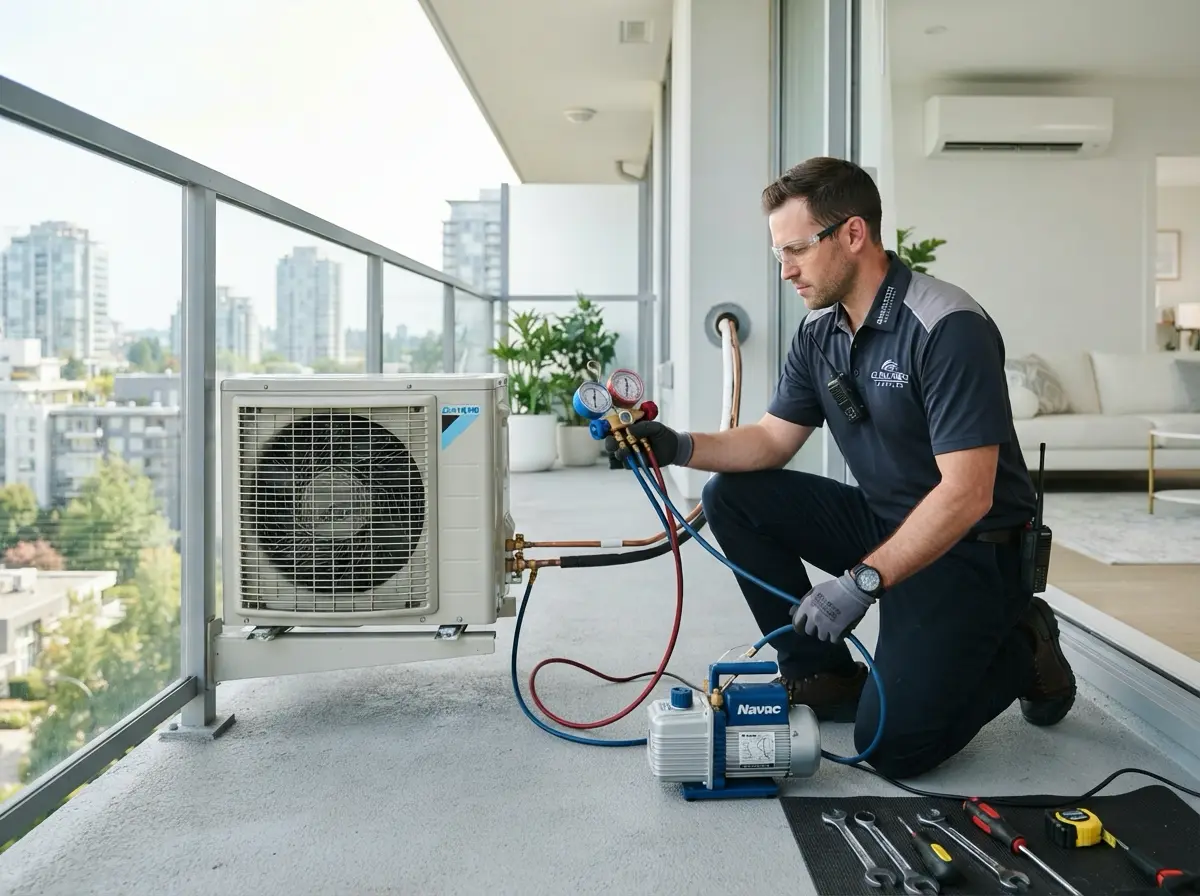 Residential split AC installation and maintenance vacuum application